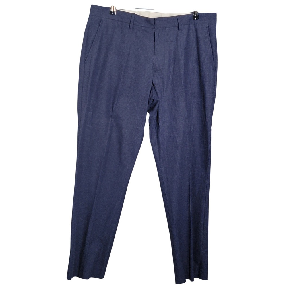 J. Crew Mens 36x32 Bedford Dress Pants Blue Plaid Cotton Flat Front